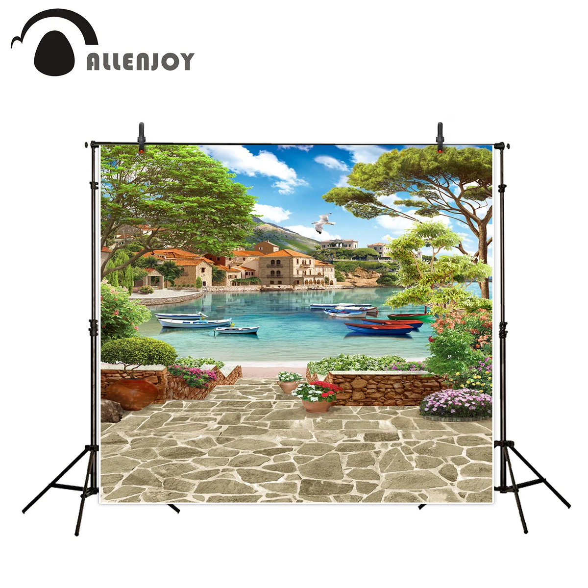 

Allenjoy Декорации Фотография фон эстетическое озеро корабль каменный пол живописный Венеция фото фон ручная роспись фотографа