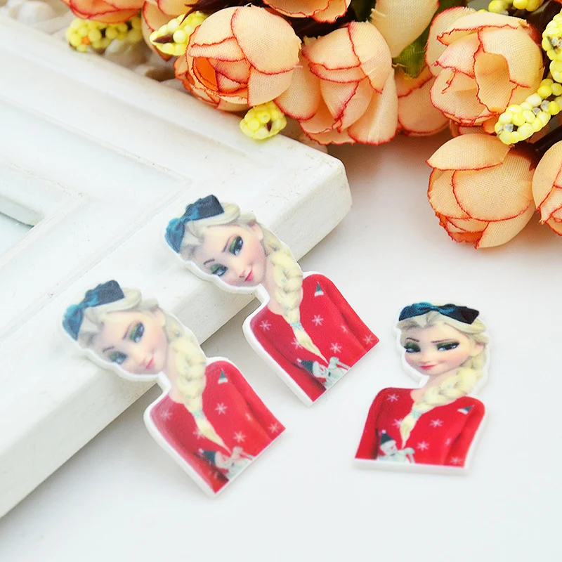 Kawaii Мультфильм плоское заднее украшение из смолы сестра Эльза королева фигурка