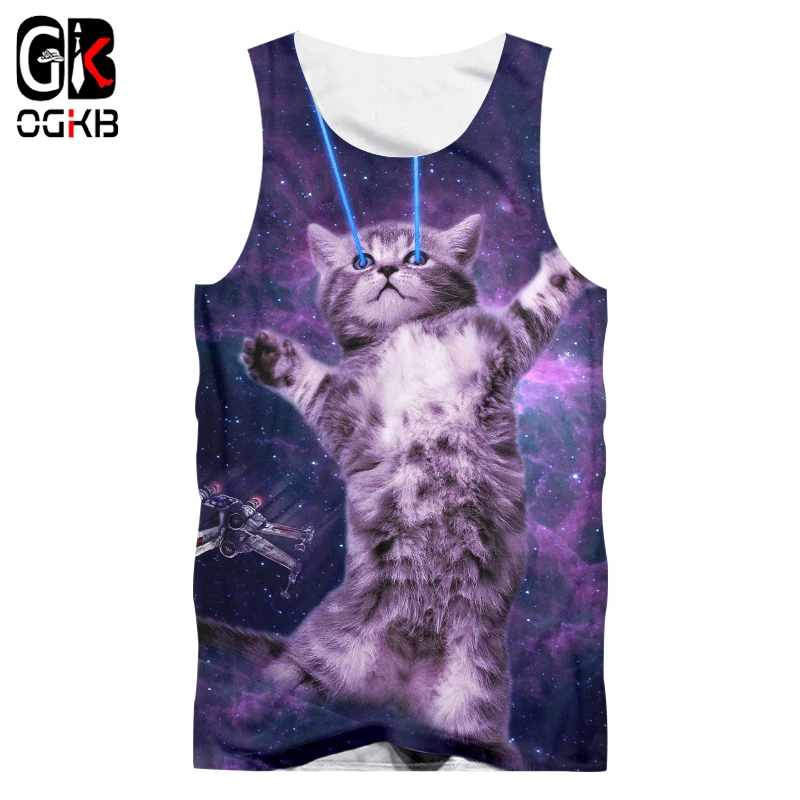 Топ OGKB Мужской без рукавов фиолетовый топ с объемным принтом Галактики майка в