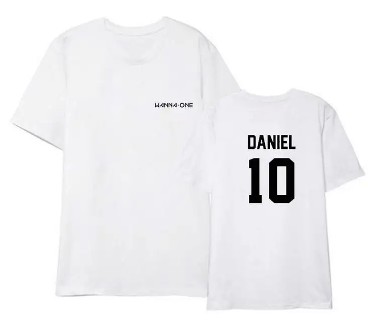 

Kpop wanna one memeber name printing black/white short sleeve t shirt for summer unisex lovers o neck t-shirt top tees