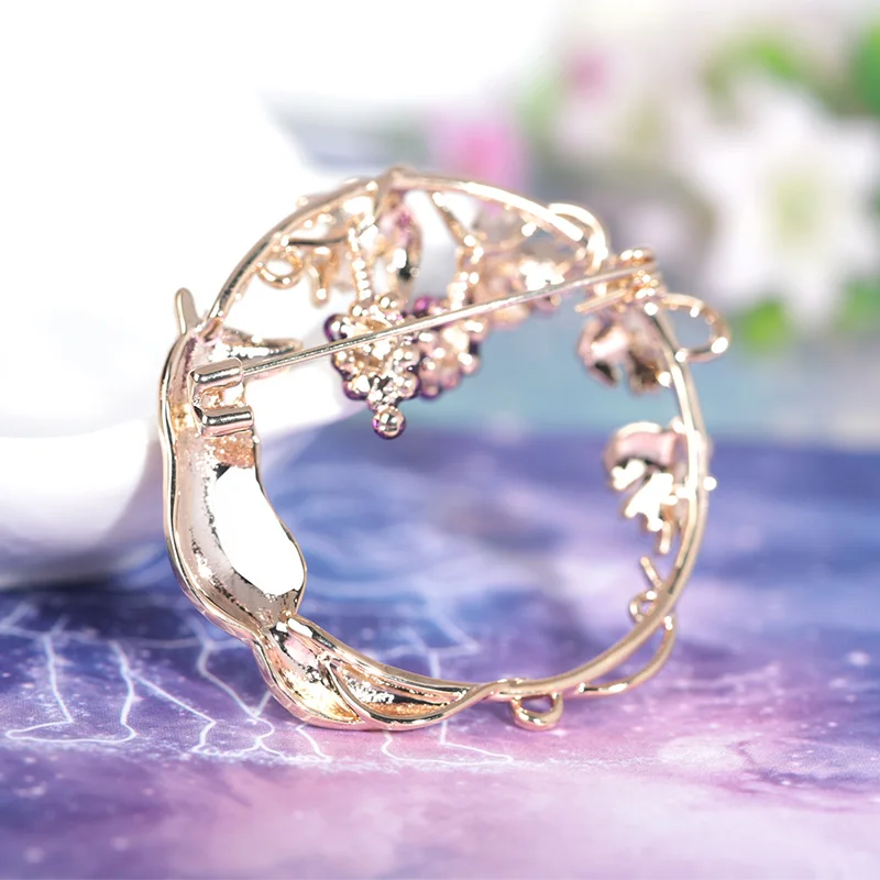 Funmor милая лиса животное брошки винограда медная эмалированная заколка для