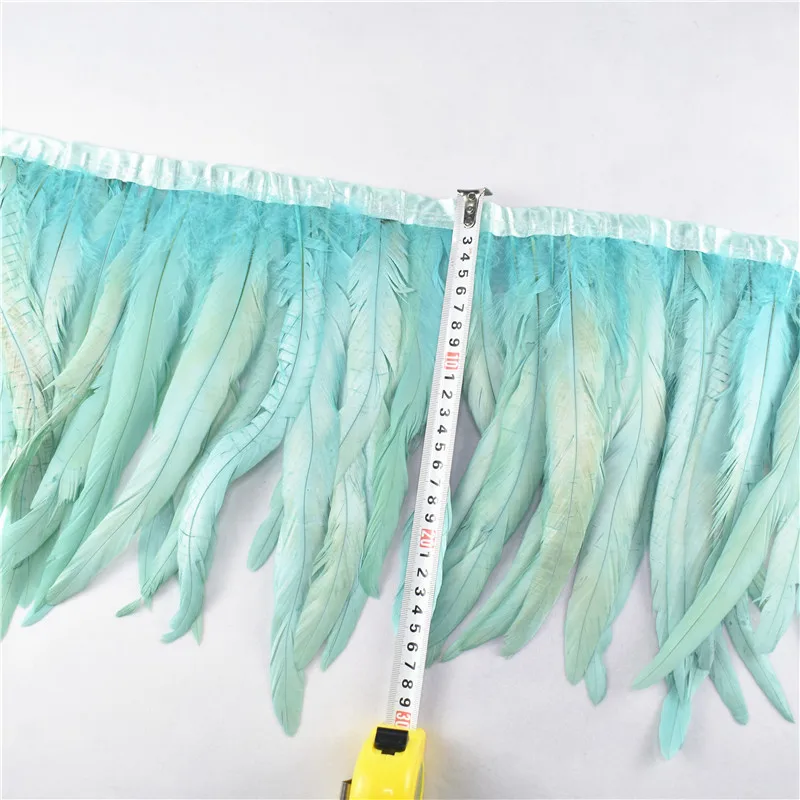 Mint Green 1 метр фазан петух хвост черный перо лента отделка 25-30 см DIY Декор Перья для рукоделия платье юбка карнавальные костюмы Плюмы - Цвет: Mint Green