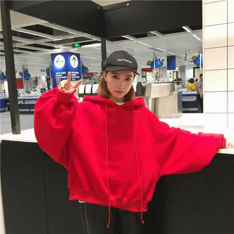 Женская толстовка с рукавами-фонариками Harajuku Повседневная Свободная Толстовка