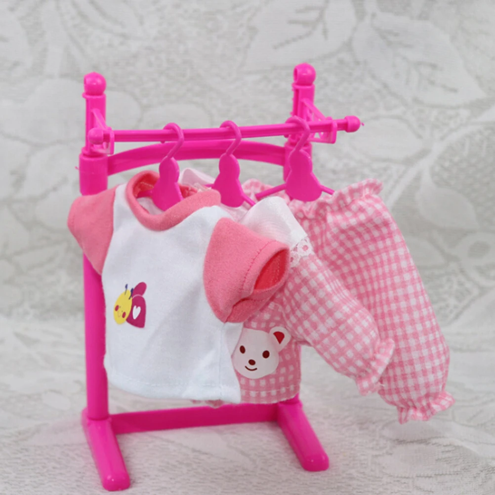 

Розовый комплект, вешалки, вешалка для пальто, аксессуары для одежды, платья, наряда, юбки, обуви, кукла, ролевой домик, подарок для девочек, и...