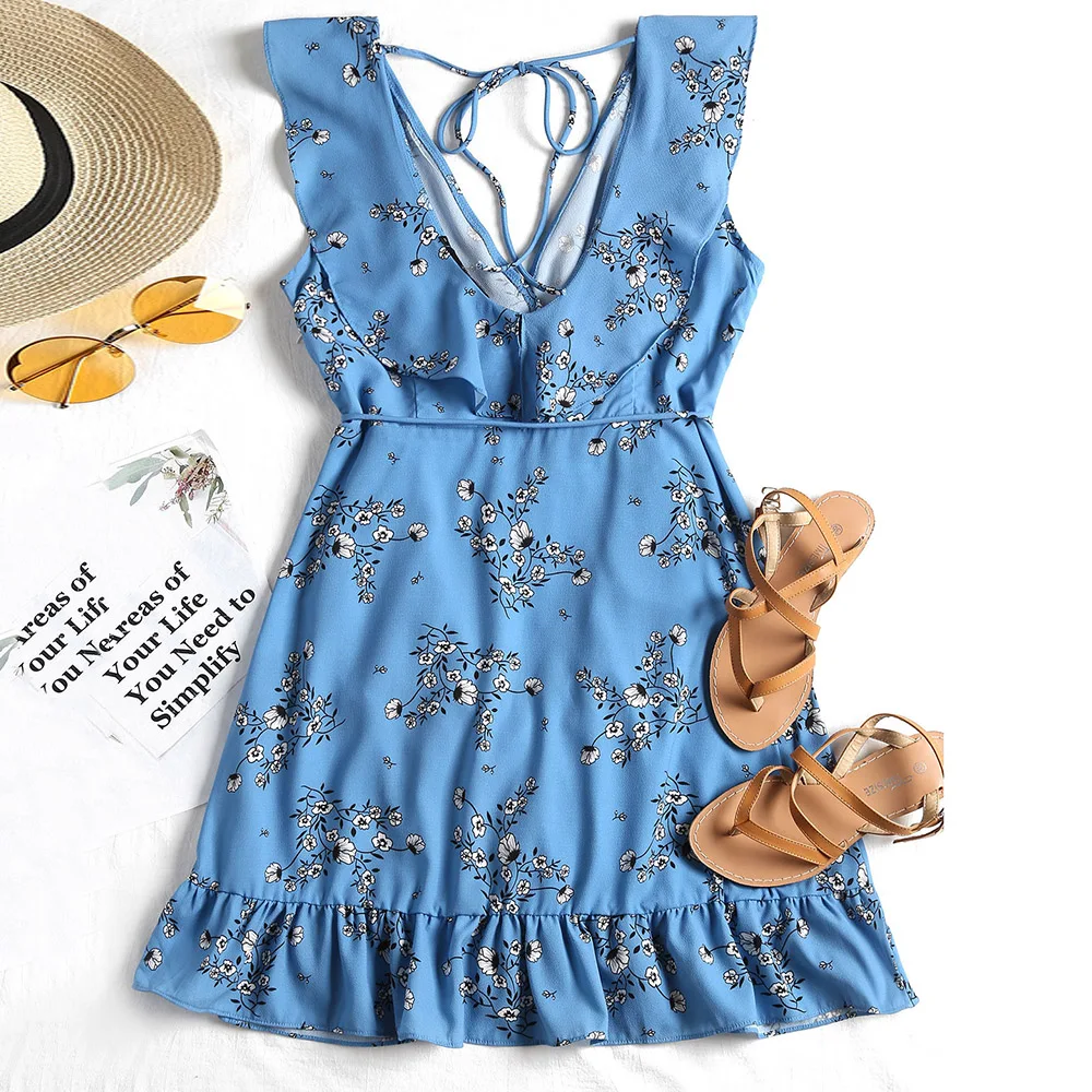 Пляжная одежда Парео плиссированные спинки Комбинезоны Цветочный принт Cover Up