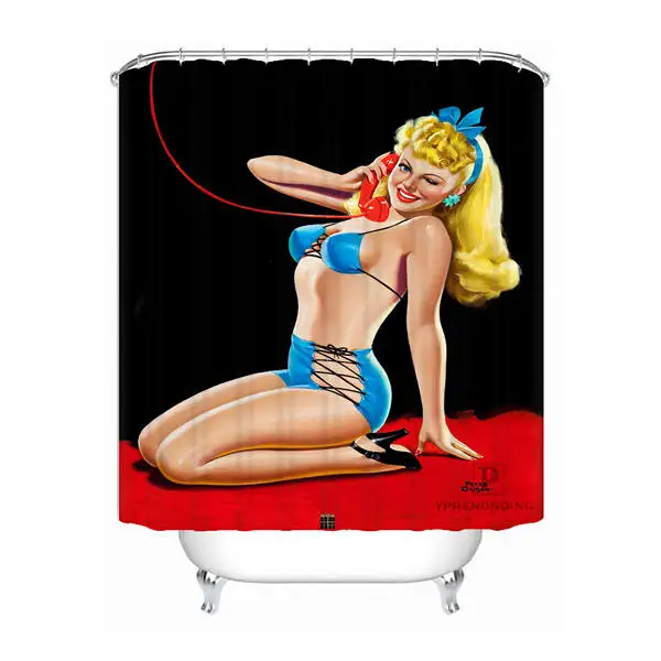 Ванна Шторы для Ванная комната пользовательские Pin Up гриль Духи Декор для дома душ Шторы Водонепроницаемый ткань крючки#180417-01-70 - Цвет: Shower Curtain