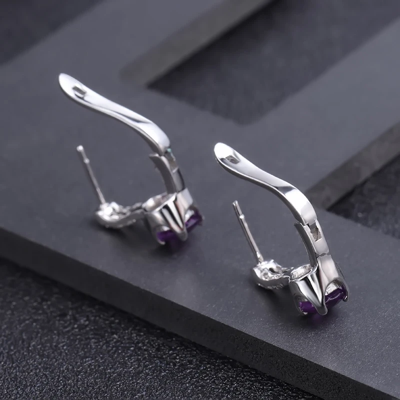 Gem's Ballet 1.63Ct натуральный аметистовый драгоченный камень обручение серьги гвоздики 925 пробы серебро ювелирные изделия для женщин