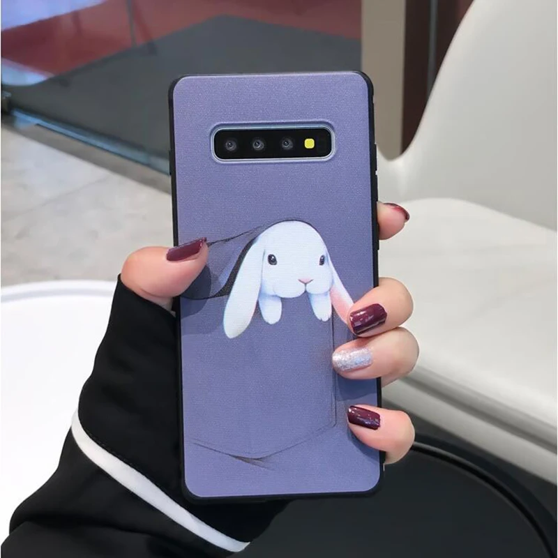 YHBBCASES мягкий чехол с мультипликационным карманом и кроликом для Samsung Note 8 9 Lazy Cat