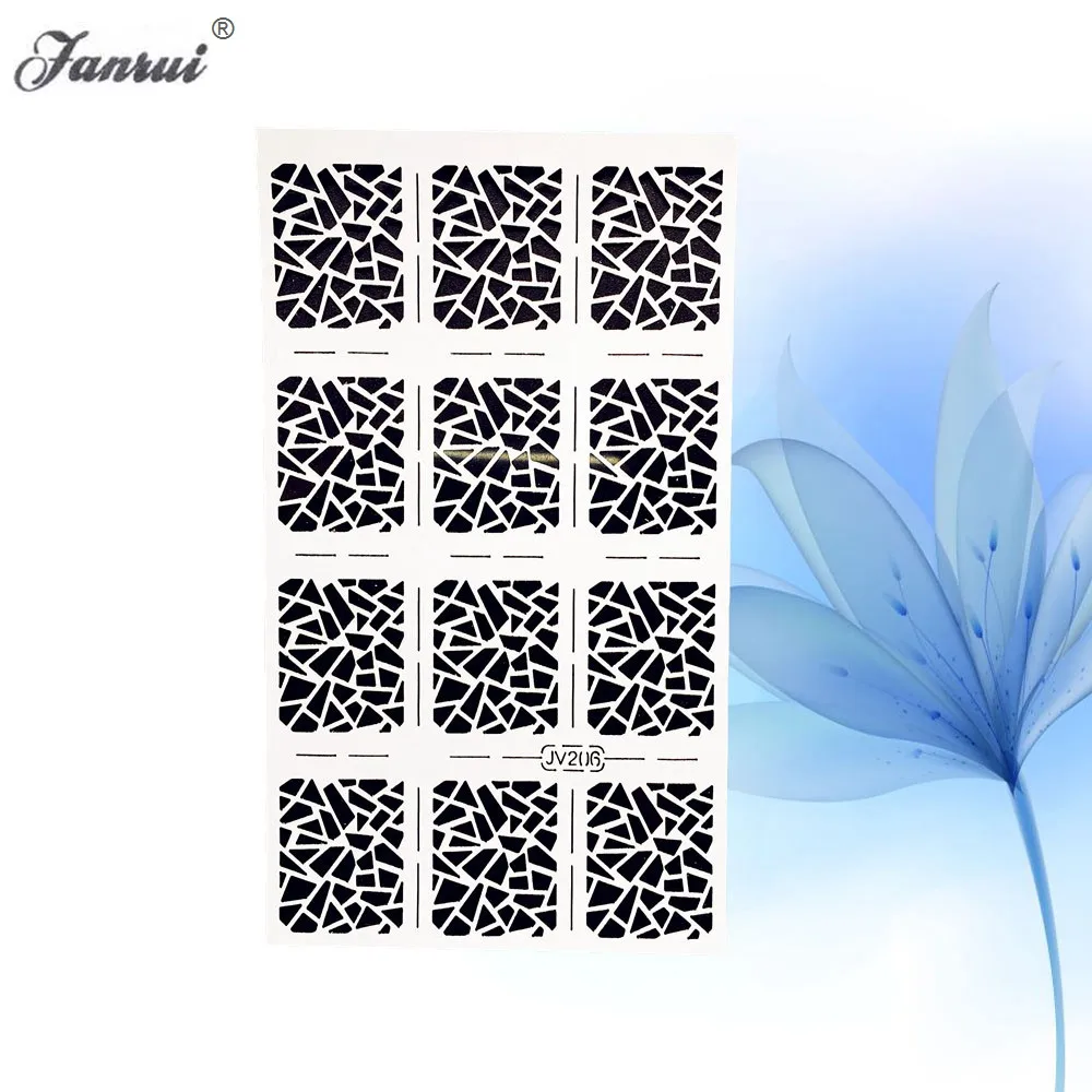 Christmas Xmas Flower Henna Black Hollow Out Nail Art Template Stickers Stencils ABNF316 Manicure Tips | Красота и здоровье