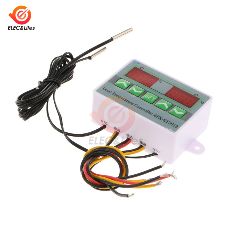 ST3012 умный регулятор температуры переключатель постоянного тока 24 В светодиодный цифровой двойной электронный термостат датчик температуры датчик Нагреватель Охладитель