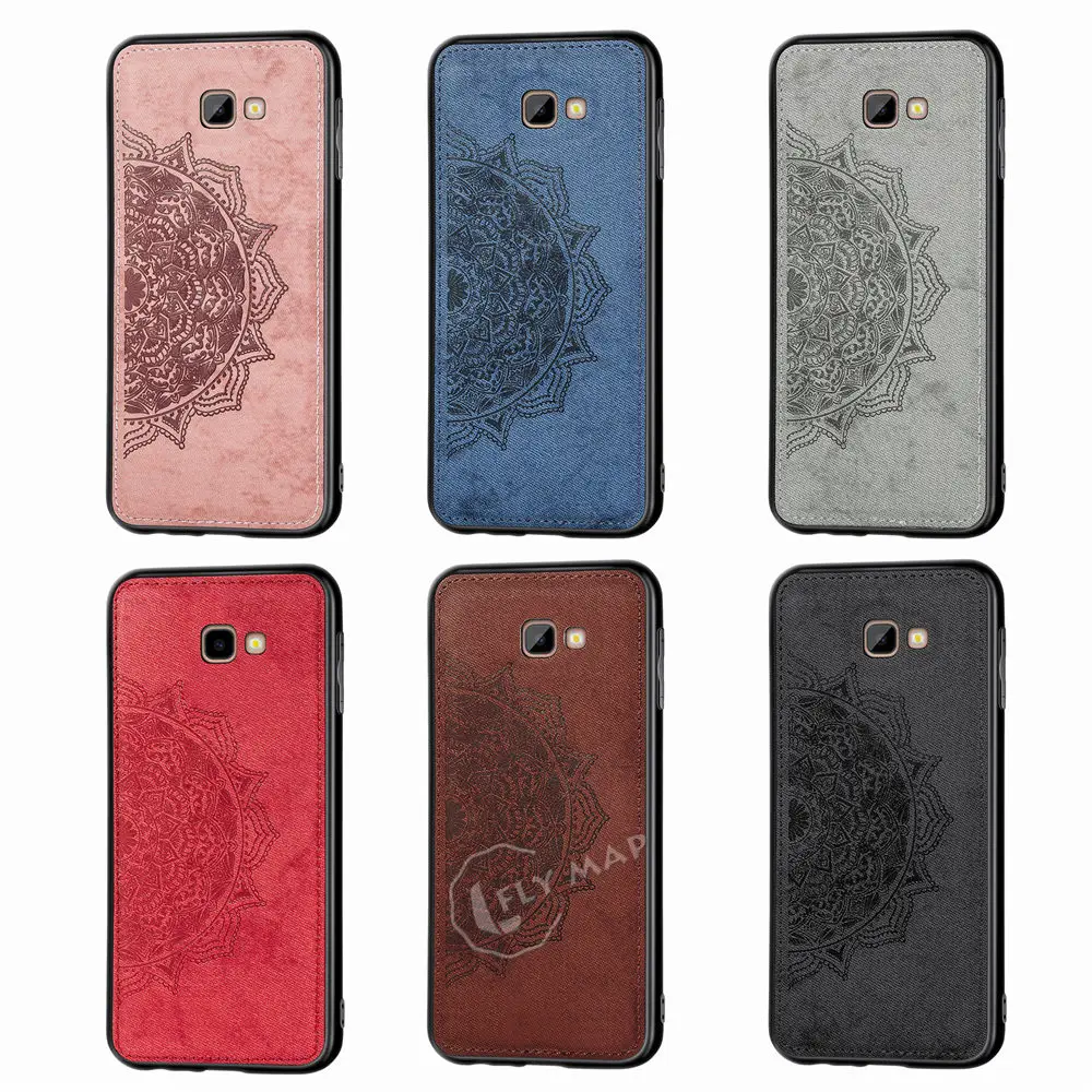 Fabric Canvas Silicon Phone Case for Samsung Galaxy J4 Plus J415F J415FN/DS SM-J415F SM-J415FN/DS Cloth Texture Protective Cover |