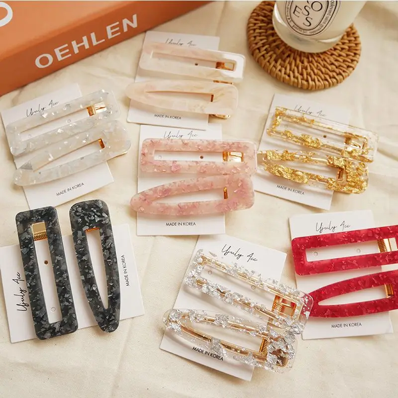 

1 PC Women Girls Acrylic Hollow Waterdrop Rectangle Hair Clips Tin Foil Sequins Hairpins Barrettes Headbands Hair Accessories