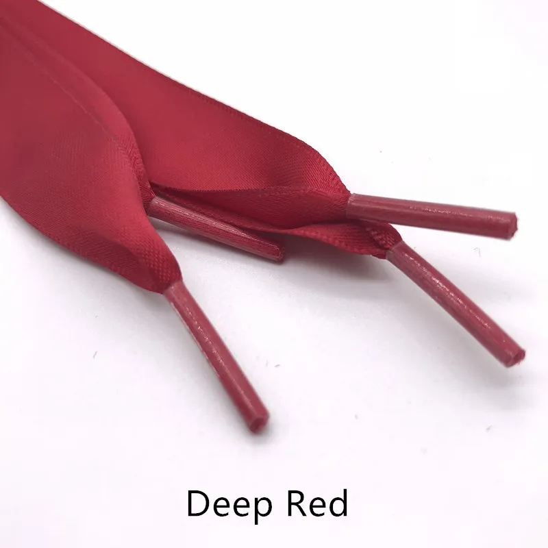 Deep Red 1 пара, 2 см, ширина, шелковые плоские шнурки, атласные шелковые ленты, кроссовки со шнурками, Спортивная белая женская обувь, кружева, длина 110 см, шнурки - Цвет: Deep Red