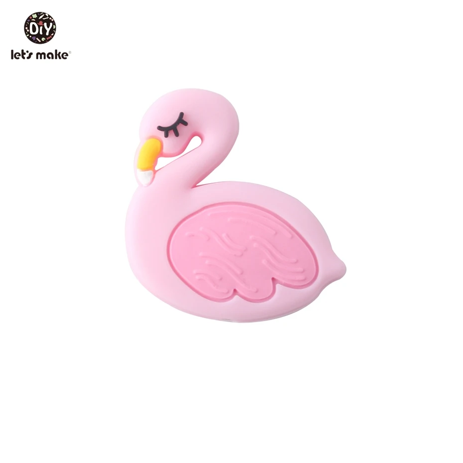 flamingo pink Let's Make/5 шт., силиконовые бусины для прорезывания зубов, детские игрушки с изображением совы из мультфильма «Angry Of Bird», сделай сам, соски, клипсы, Детские Прорезыватели без бисфенола - Цвет: flamingo pink
