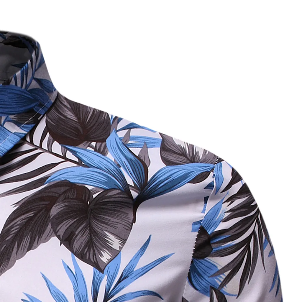 Womail Новое поступление 2019 модные летние мужские Гавайские голубые рубашки с