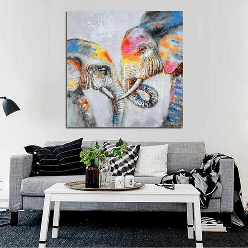 Бесплатная доставка 100% ручная роспись абстрактный слон картина маслом