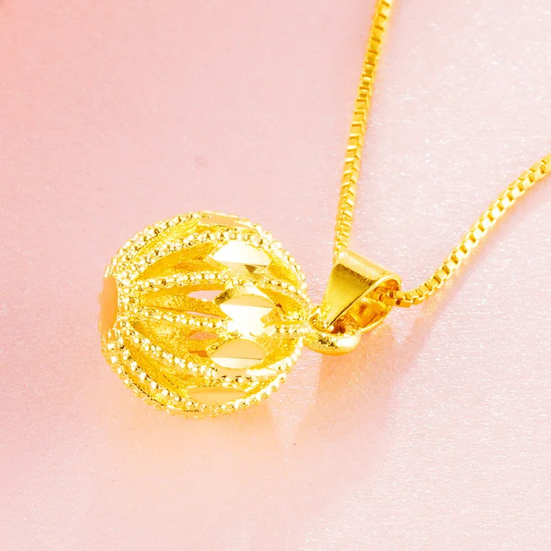 Vintage Dubai 24K Gold Cutout Lantern Pendant Round Ball Pendant& Necklaces for women Accessories(without chain