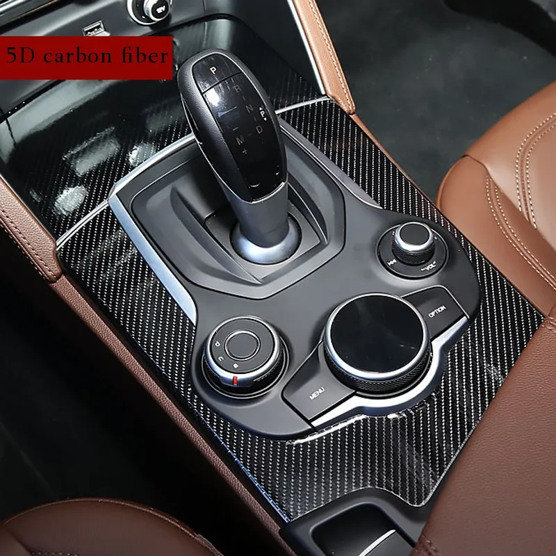 5D углеродное волокно декоративная наклейка Накладка для Alfa romeo Giulia Автомобильный интерьер центральный Контроль Переключения передач Панель автомобиля Стайлинг - Цвет: Синий