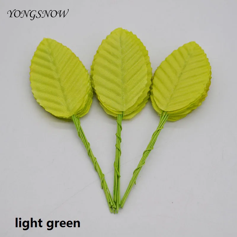 light green 40 шт. 5 см шелковые листья искусственные форма зеленого листа свадебные украшения DIY ВЕНОК подарок Скрапбукинг Ремесло поддельные цветы - Цвет: light green