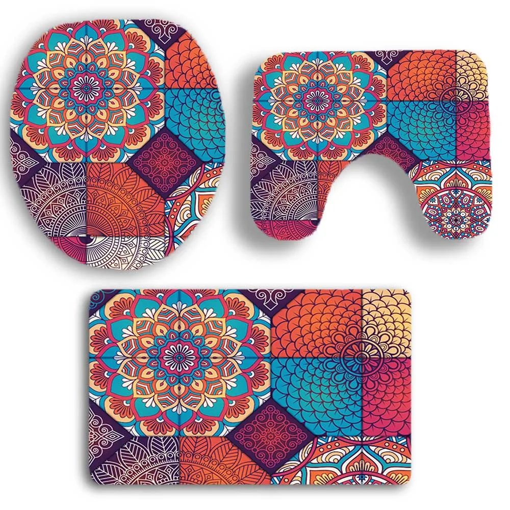 3 шт. коврики для ванной с принтом Противоскользящие набор из кораллового флиса