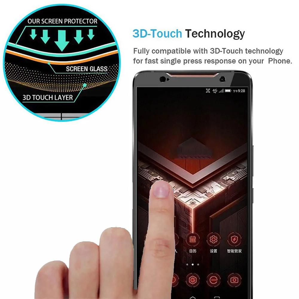 9H 3D полное клеевое Покрытие Закаленное стекло для Asus Zenfone Rog Phone ZS600KL HD покрытие