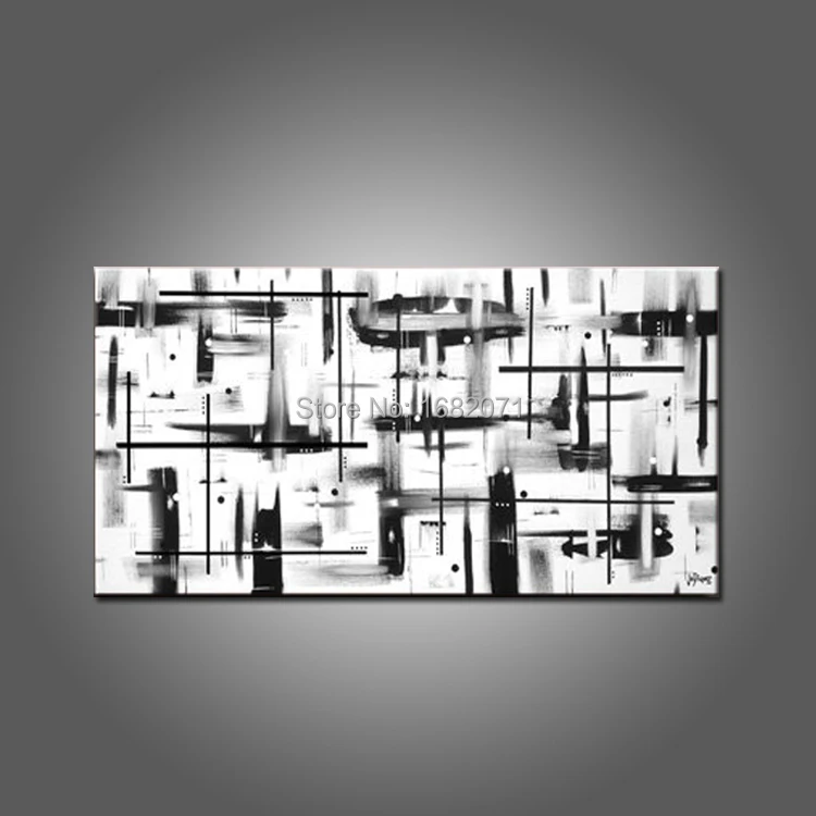 Абстрактная белая и черная масляная живопись высокие навыки ручная роспись для