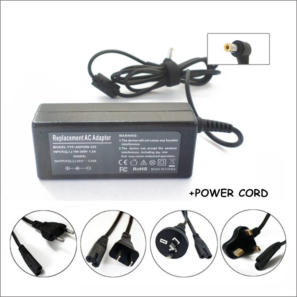 

20V 3.25A Laptop AC Adapter Charger Power Supply Cord For Ordenador Portatil Lenovo K26 K27 K29 K41 E46L E47L G450 G460