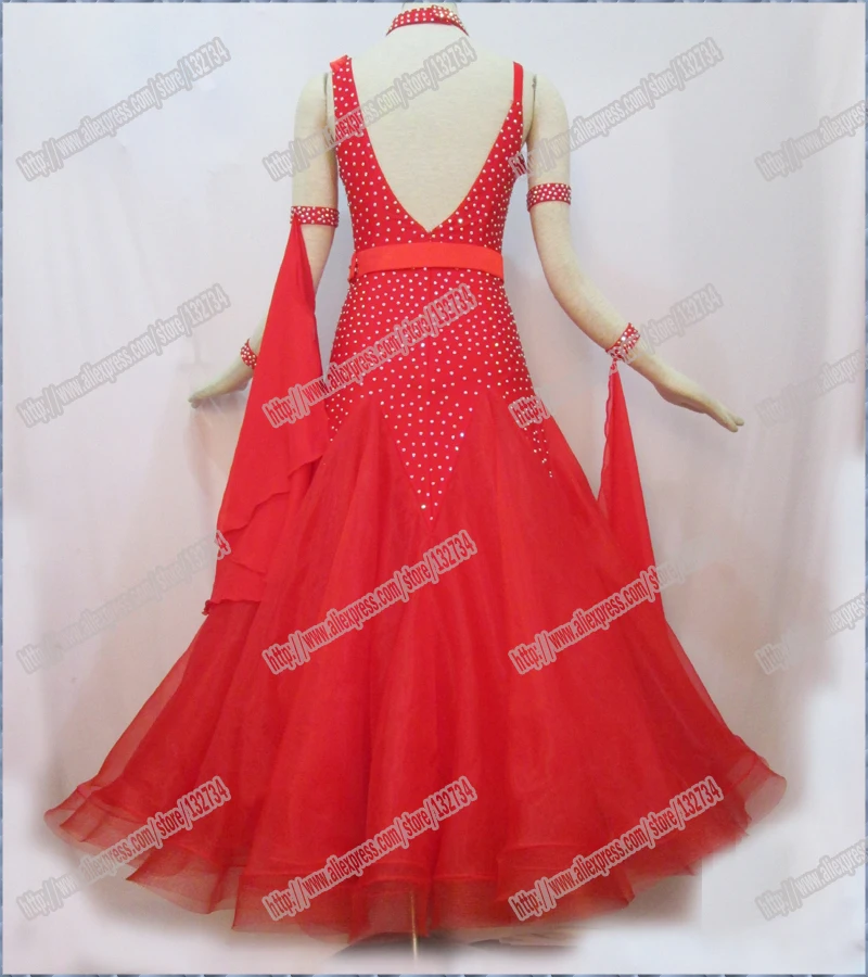 

Twinkle Red Ballroom Waltz Tango Ballroom Dance Dress, Smooth Ballroom Dress,Standard Ballroom Dress Girls B-0093