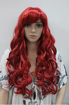 DX и FY&gt&gt&gt Отлично Красный Длинные Волнистые Женщины Дамы Daily парик |
