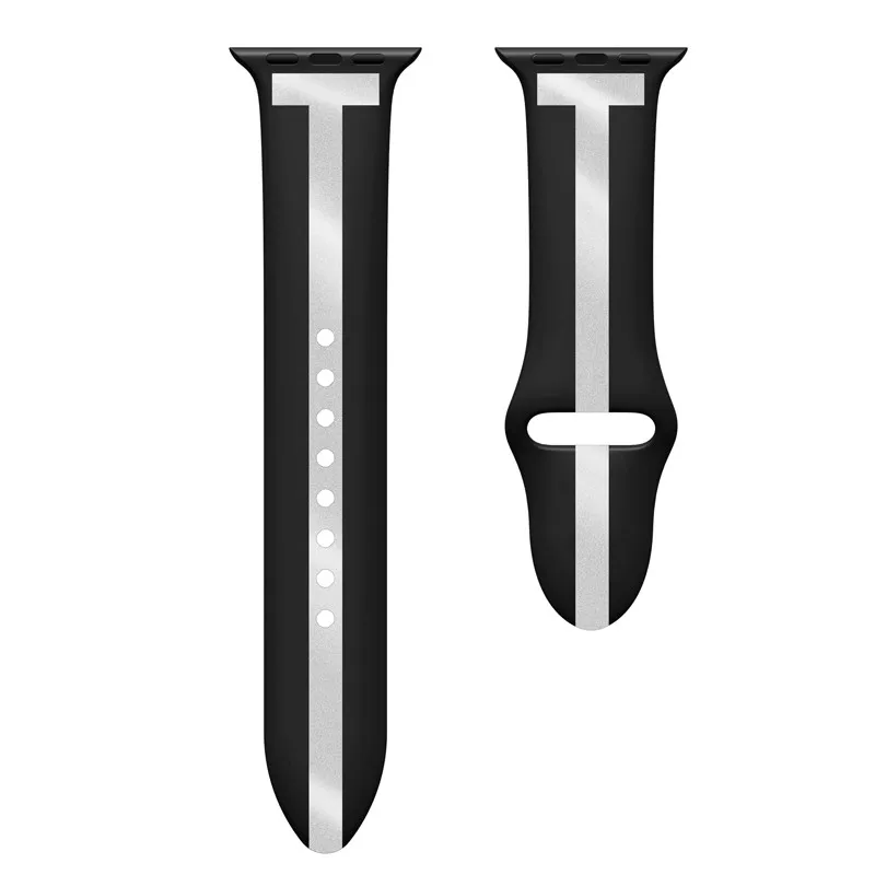 Black Silver Ремешок для apple watch 5, 4, ремешок 44 мм, 40 мм, iwatch, ремешок 42 мм, 38 мм, Correa, спортивный силиконовый браслет, ремешок для часов apple watch 4/3/2/1 - Цвет ремешка: Black Silver