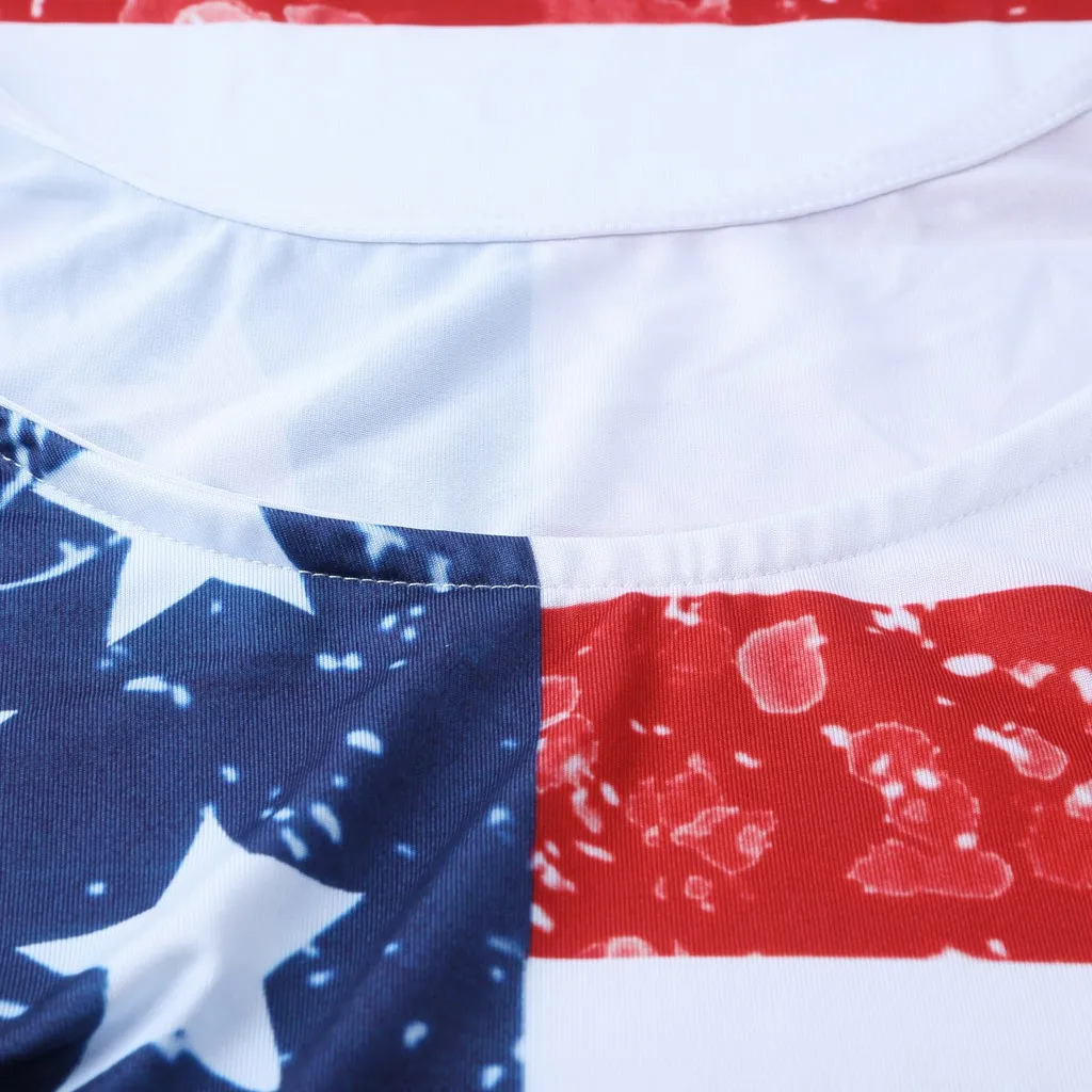 Новая модная женская футболка с флагом коротким рукавом и круглым вырезом