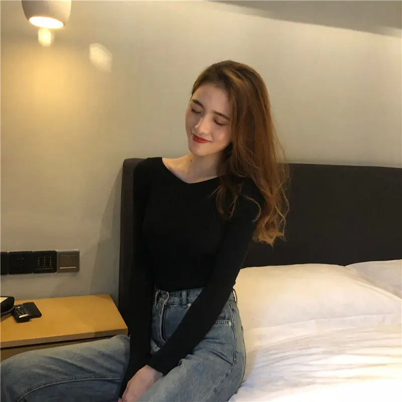 Vangull Knitted Women Sweater Spring New Style Long Sleeve V-neck Female Pullovers 2019 Autumn Elastic retro warm sweater | Женская