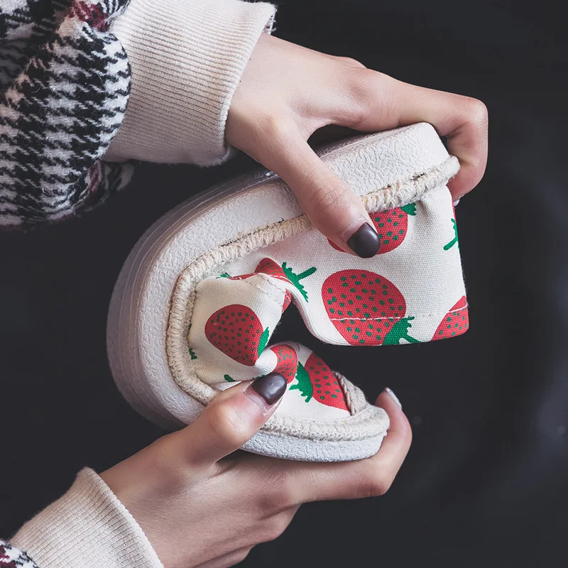 Ананас парусиновая обувь на плоской подошве 2019 г. женские модные весенние Туфли