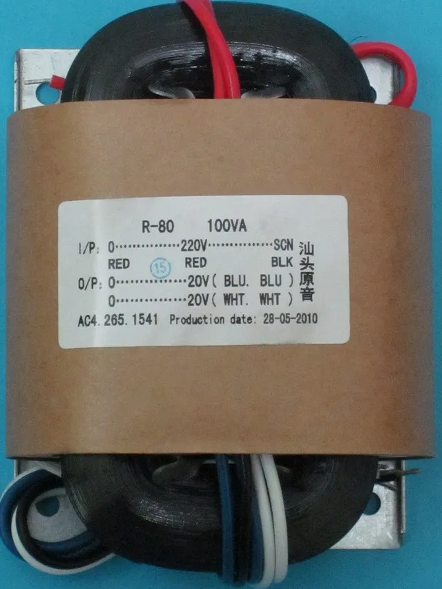 

100VA HIFI усилитель трансформатор типа R 32V(1.3A)* 2 + 15V (0.5A) * 2