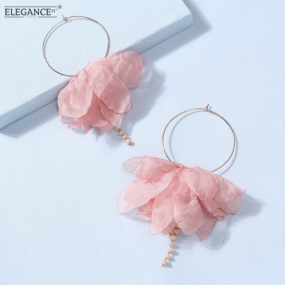 ELEGANCE11, большие серьги-кольца для женщин, серьги в виде цветка, модная подвеска с бусинами из кристаллов, длинные серьги, ювелирное изделие, подарок для женщин