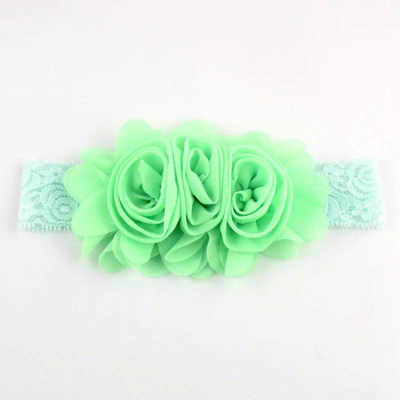 40 шт./лот новинка Милая Кружевная повязка на голову с шифоновой розочкой