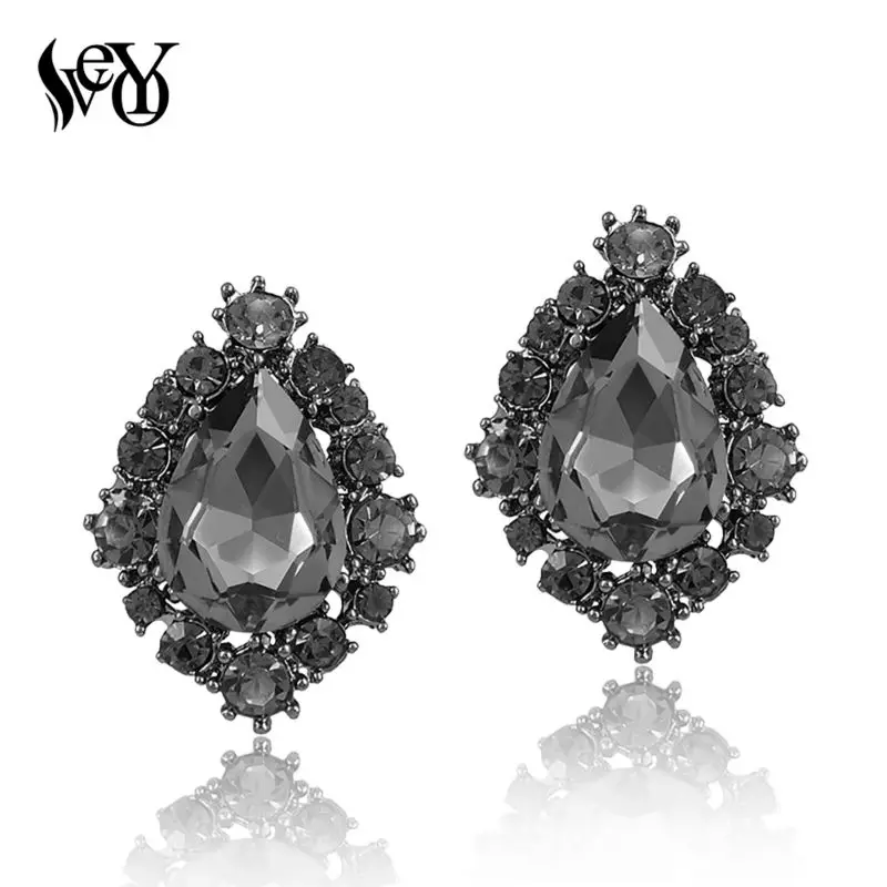 Женские серьги гвоздики с кристаллами VEYO круглые новый дизайн|crystal stud earrings|brand