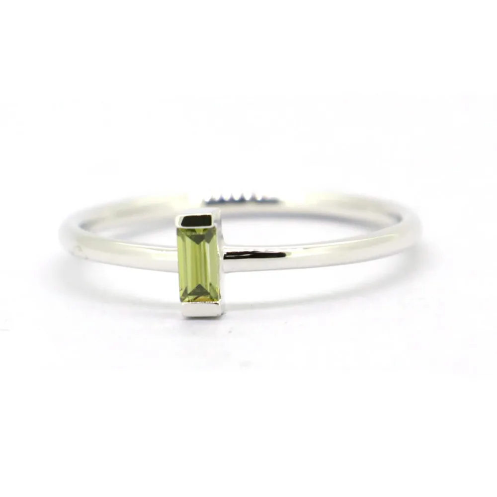 

Women Jewelry Peridot CZ Genuine 925 Sterling Silver Ring,Simple Thin Rings