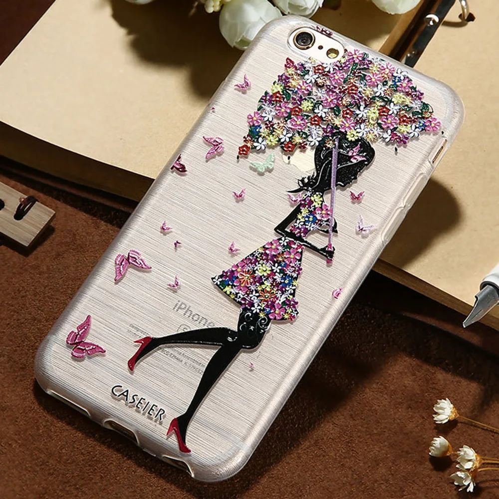 Caseier девушка рисунком чехол для телефона iPhone 7 8 6 6S Plus прекрасный Чехол 5 5S se X
