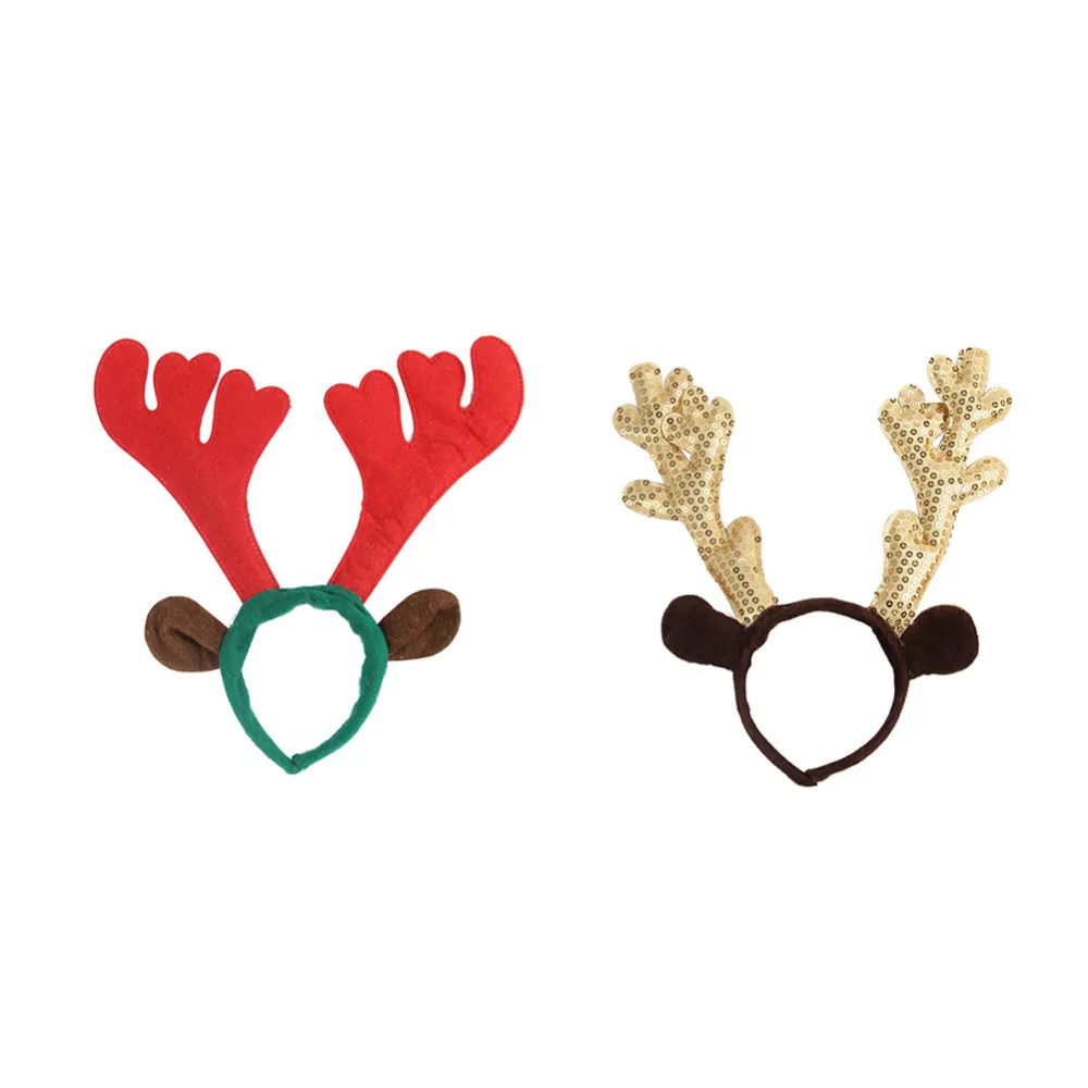 Золотые блестки Рождественские рога-обручи повязка на голову уникальный дизайн