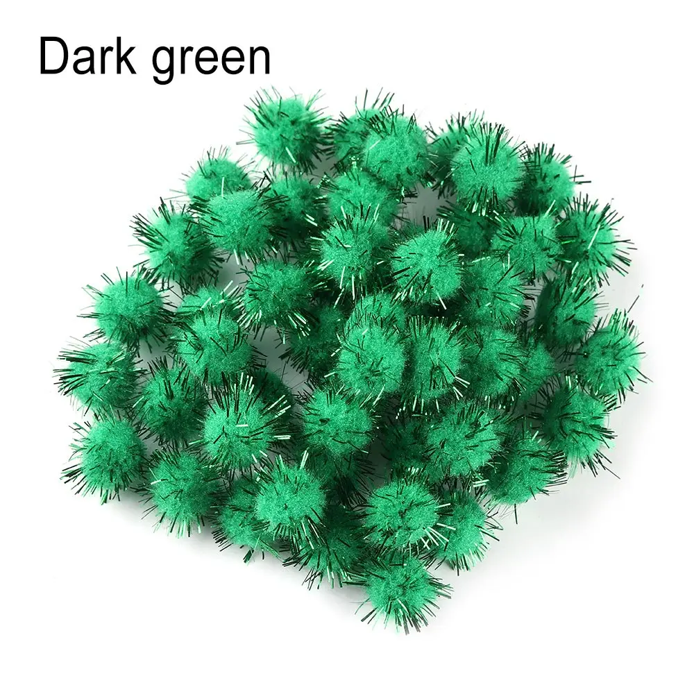 dark green 100 шт/Партия 15 мм Блестящий плюшевый шар помпон корень для волос DIY Набор детских игрушек Декор для дома вечерние украшения - Цвет: dark green