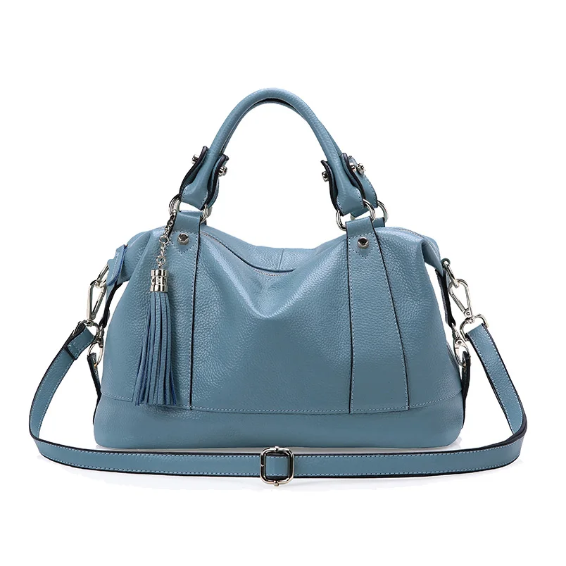 Light Blue ZENCY Модная брендовая Мягкая натуральная коровья кожа с кисточками женская сумка через плечо сумка для покупок Женская Сумка Хобо для девочек - Цвет: Light Blue