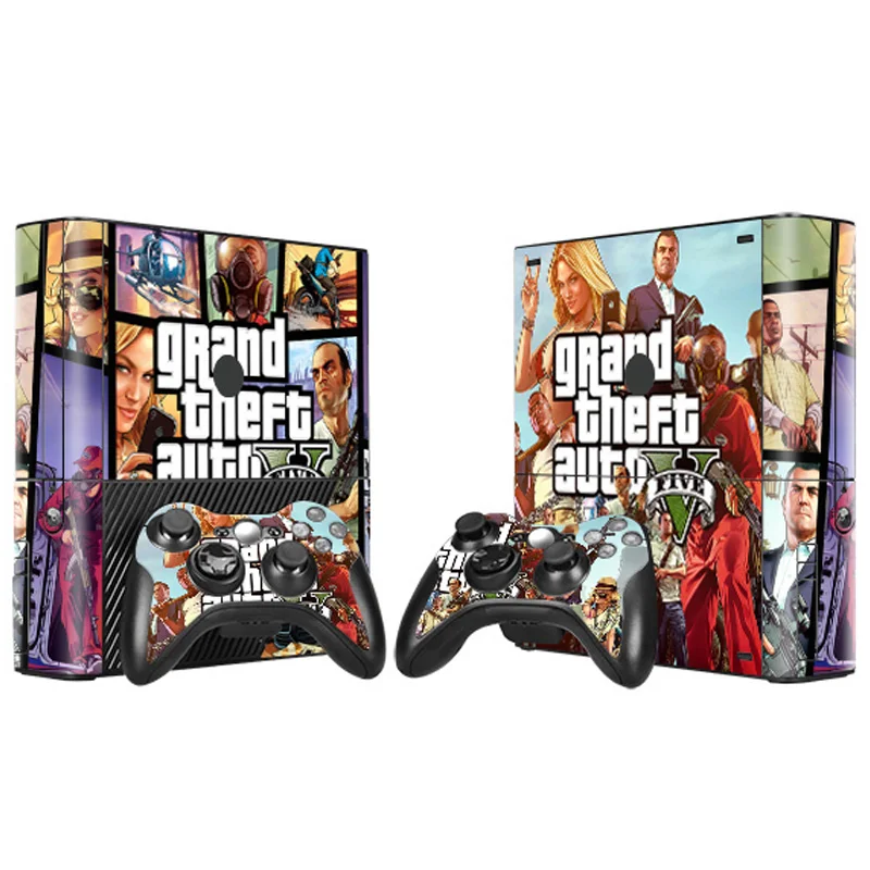 Наклейка на кожу для консоли Xbox 360 E и контроллеров Grand Theft Auto V GTA 5 Виниловая