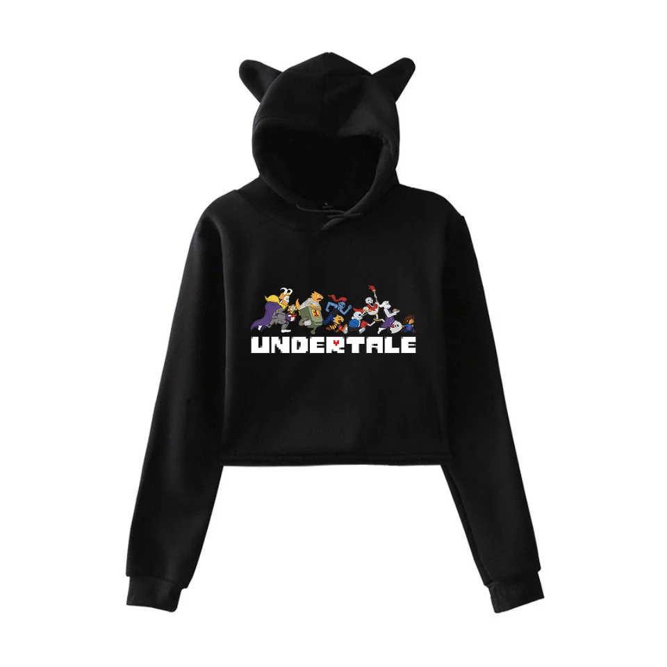 Undertale Sans мультфильм толстовка пуловеры для женщин корейский стиль Kpop худи с кошачьими ушами Повседневная Осенняя Толстовка с длинным рукавом для женщин