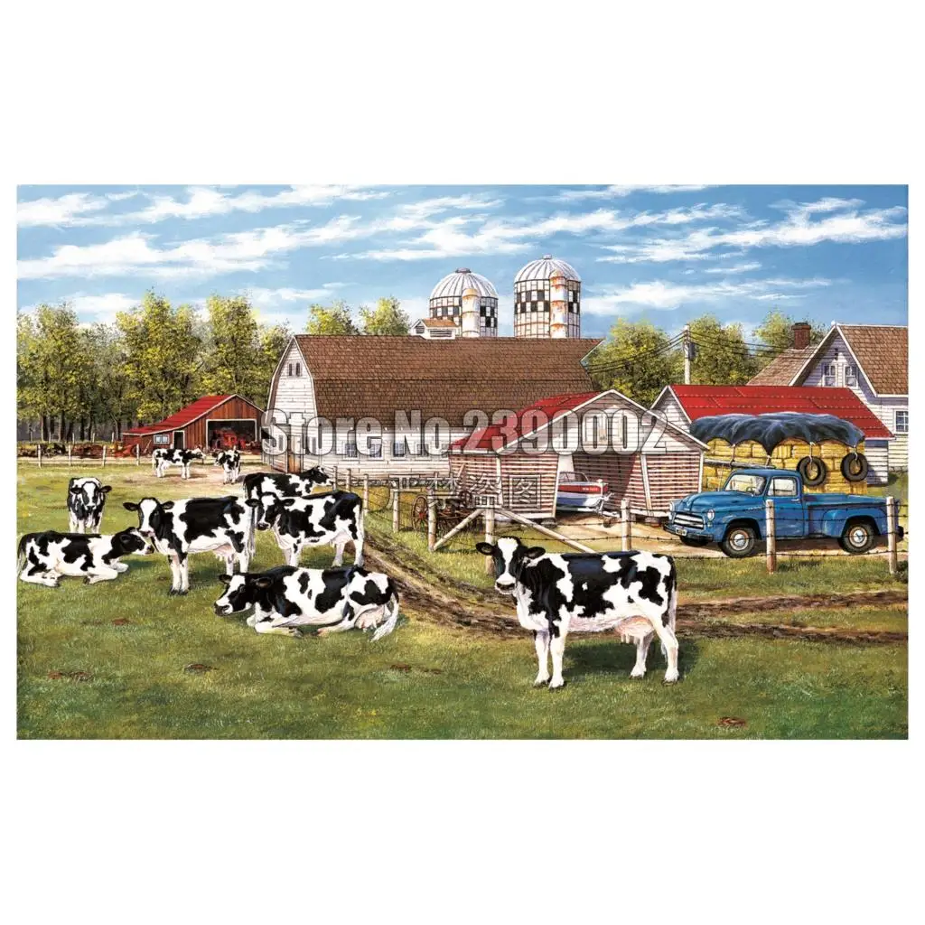 5D Diy Diamond Painting Farm Cows and trucks Cross Stitch Embroidery Wall Sticker Mosaic Christmas Rhinestone | Дом и сад