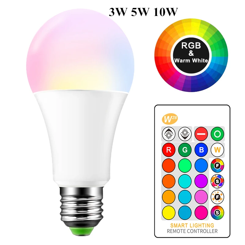 E27 RGB лампы и ИК-пульт дистанционного управления 3 Вт 5 10 16 цветов меняющие