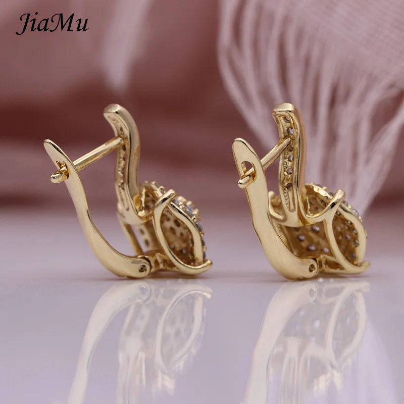 JiaMu, новинка,, модные, изысканные, с цирконием, квадратные, 585, розовое золото, круглые серьги для женщин, для свадьбы, вечеринки, ювелирные изделия