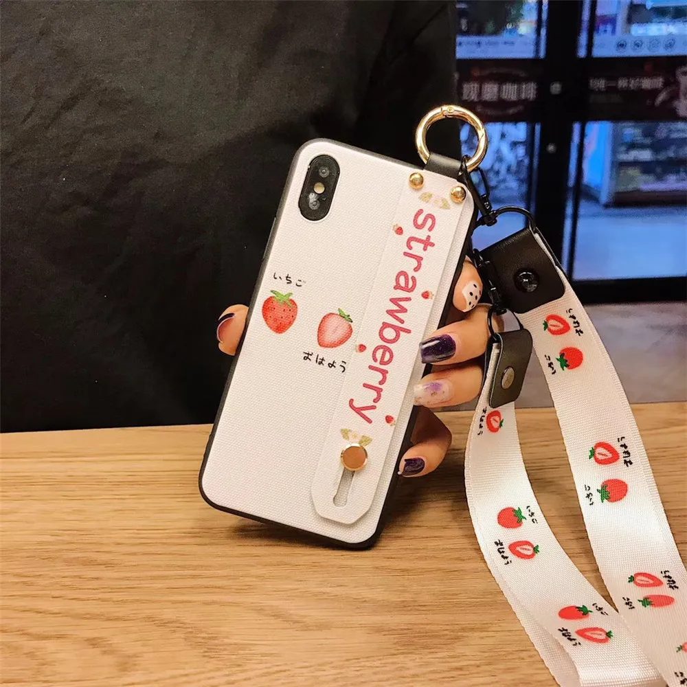 Ремешок девчушки телефона Чехлы для iPhone 7 мультфильм фрукты Клубника кактус