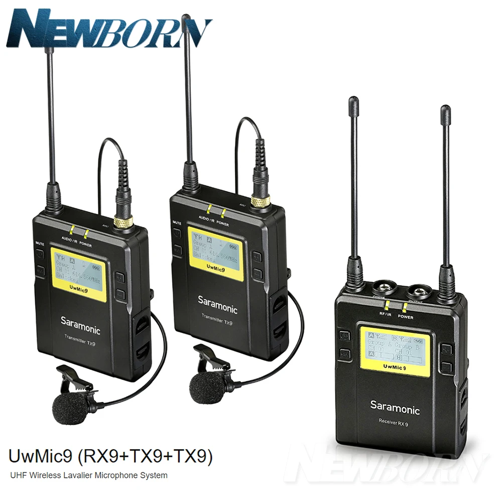 Saramonic UWMIC9 вещания UHF камера Беспроводные ПЕТЛИЧНЫЕ микрофонные системы Передатчики+ один приемник для DSLR видеокамеры