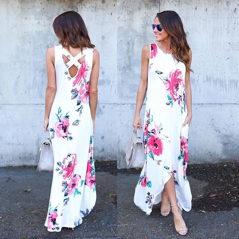 Women's Swimwear Beachwear Floral Long Beach Dress Sleeve Evening Party Summer Sundress |